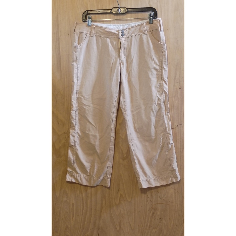 Prana Breathe Womens Tan Khaki Cropped Hiking Climbing Pants Size Large RN92382